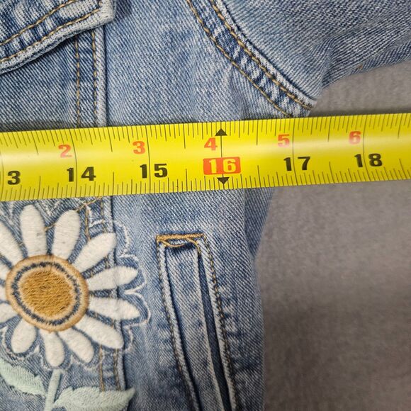Upcycled Embroidered Denim Jacket with Sunflowers Size Small Cottage - Picture 4 of 7